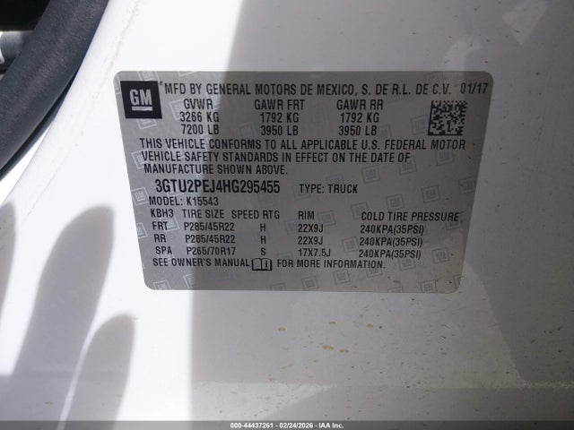 Aukcja sprzedaży 2017 Gmc Sierra 1500 Denali, vin: 3GTU2PEJ4HG295455, numer aukcji: 44437261