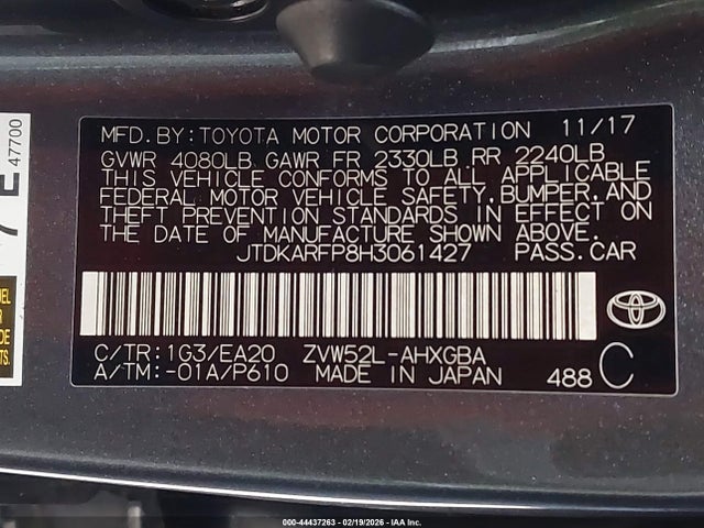 JTDKARFP8H3061427 Toyota Prius Prime Premium
