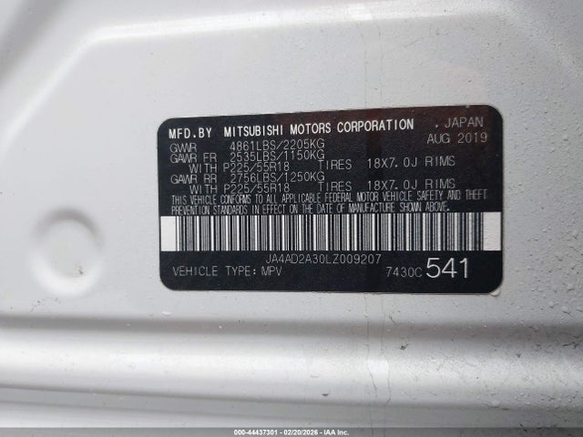 2020 MITSUBISHI OUTLANDER JA4AD2A30LZ009207 Photo 8