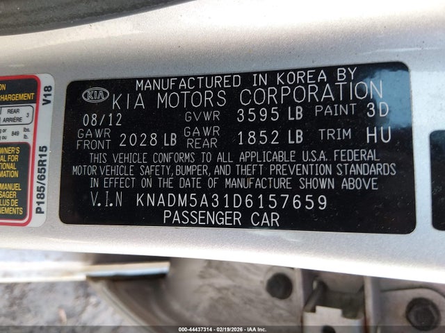 2013 KIA RIO KNADM5A31D6157659 Photo 8