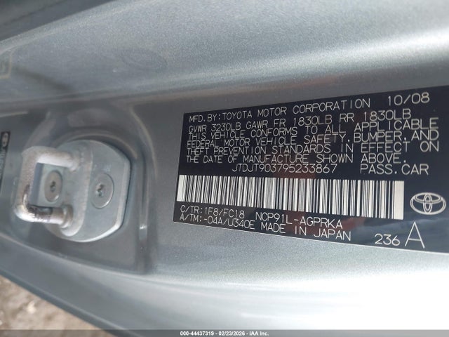 2009 TOYOTA YARIS JTDJT903795233867 Photo 8