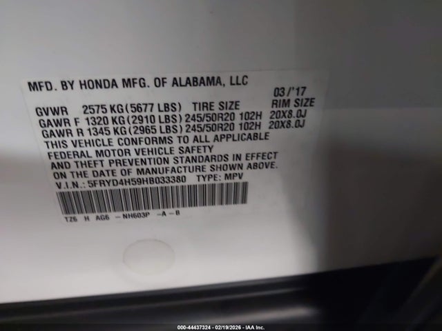 Aukcja sprzedaży 2017 Acura Mdx Technology Package, vin: 5FRYD4H59HB033380, numer aukcji: 44437324