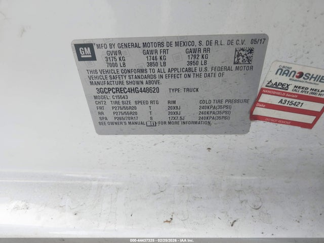 3GCPCREC4HG448620 Chevrolet Silverado 1500 1lt