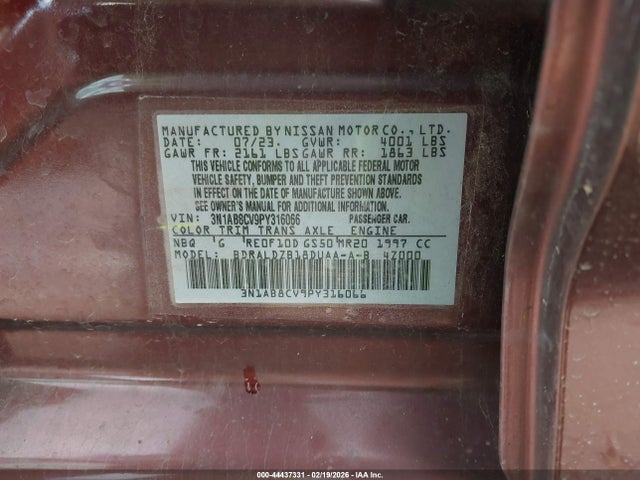 3N1AB8CV9PY316066 Nissan Sentra Sv Xtronic Cvt