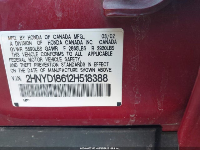 2002 ACURA MDX 2HNYD18612H518388 Photo 8