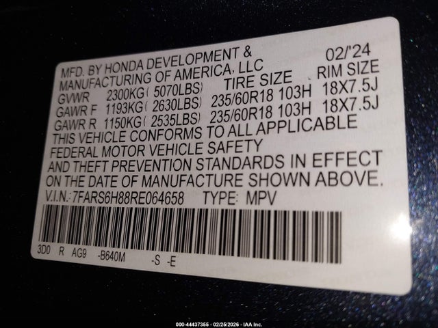 7FARS6H88RE064658 Honda Cr-v Hybrid Sport-l