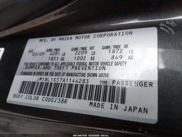 Aukcja sprzedaży 2010 Mazda Mazda3 S Sport, vin: JM1BL1S57A1144283, numer aukcji: 44437438