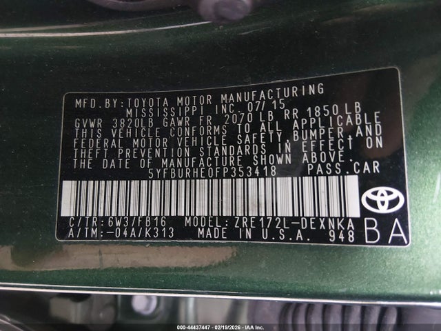 Toyota Corolla Le Plus 2015 5YFBURHE0FP353418 Image 9