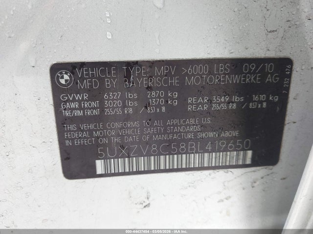 2011 BMW X5 5UXZV8C58BL419650 Photo 8