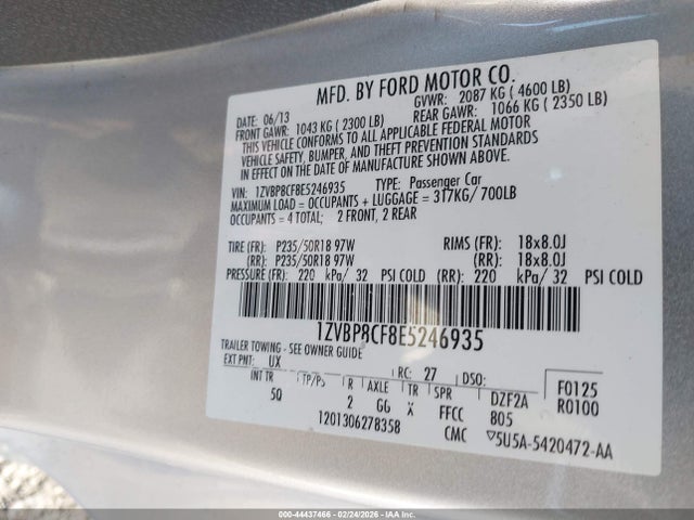 1ZVBP8CF8E5246935 Ford Mustang Gt Premium