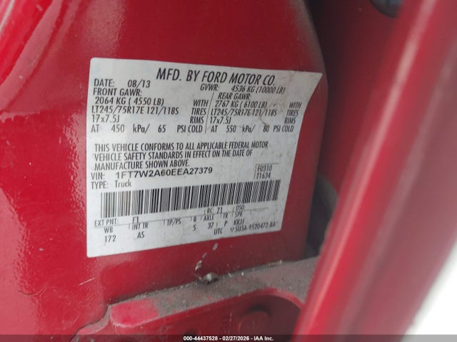 Ford F-250 Xl 2014 1FT7W2A60EEA27379 Image 9
