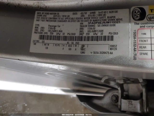 Ford FIESTA SE 2018 3FADP4EJ9JM115321 Image 9