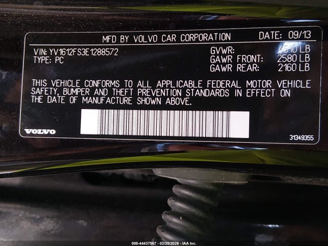 Aukcja sprzedaży 2014 Volvo S60 T5, vin: YV1612FS3E1288572, numer aukcji: 44437567