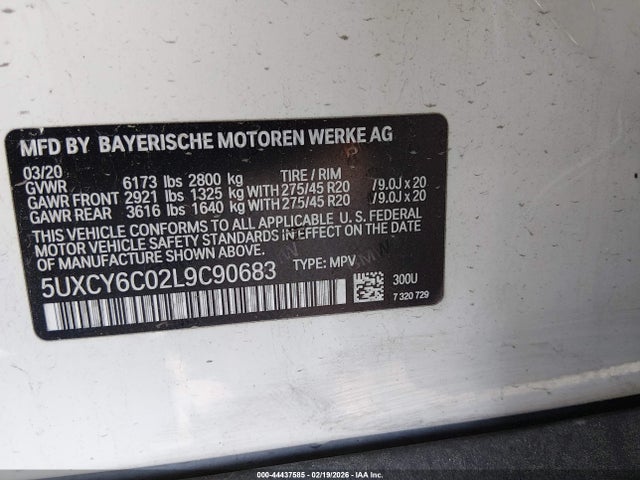 5UXCY6C02L9C90683 BMW X6 Xdrive40i