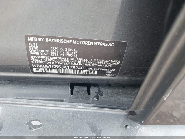 44437655 :رقم المزاد ، WBA8E1C55JA178240 vin ، 2018 Bmw 330e Iperformance مزاد بيع