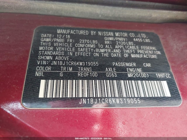 JN1BJ1CR6KW319055 Nissan Rogue Sport S