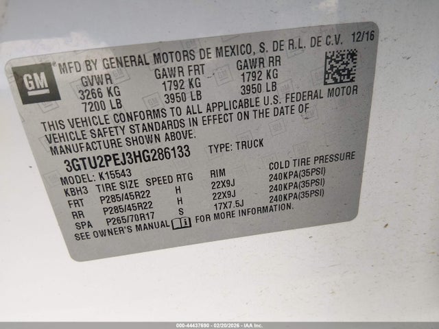 3GTU2PEJ3HG286133 GMC Sierra 1500 Denali