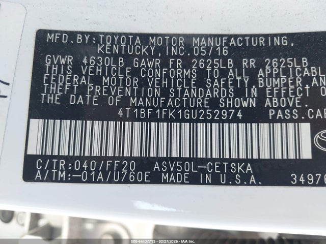 4T1BF1FK1GU252974 Toyota CAMRY SE