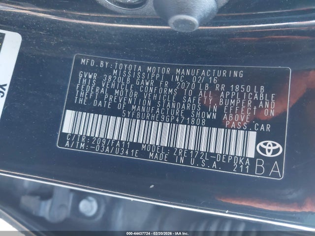 5YFBURHE9GP471808 Toyota COROLLA L