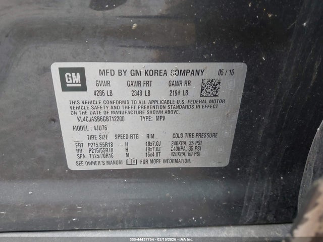 Aukcja sprzedaży 2016 Buick Encore, vin: KL4CJASB6GB712200, numer aukcji: 44437754