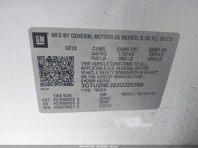 3GTU2NEJ2JG325398 GMC Sierra 1500 Slt