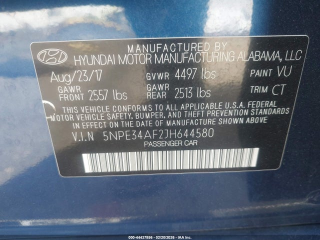 5NPE34AF2JH644580 Hyundai Sonata Sport