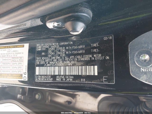 Продажа на аукционе авто 2018 Lexus Gx 460, vin: JTJBM7FX3J5200835, номер лота: 44437862