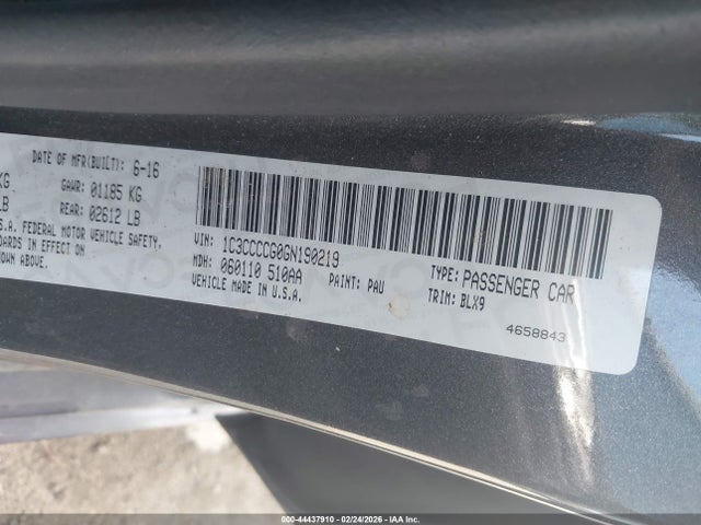 44437910 :رقم المزاد ، 1C3CCCCG0GN190219 vin ، 2016 Chrysler 200 C Platinum مزاد بيع
