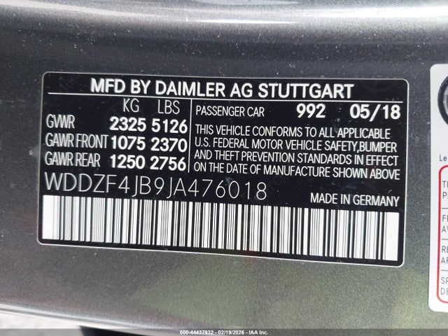 Продаж на аукціоні авто 2018 Mercedes-benz E 300, vin: WDDZF4JB9JA476018, номер лоту: 44437932
