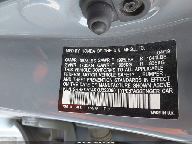 SHHFK7G4XKU223090 Honda Civic Sport