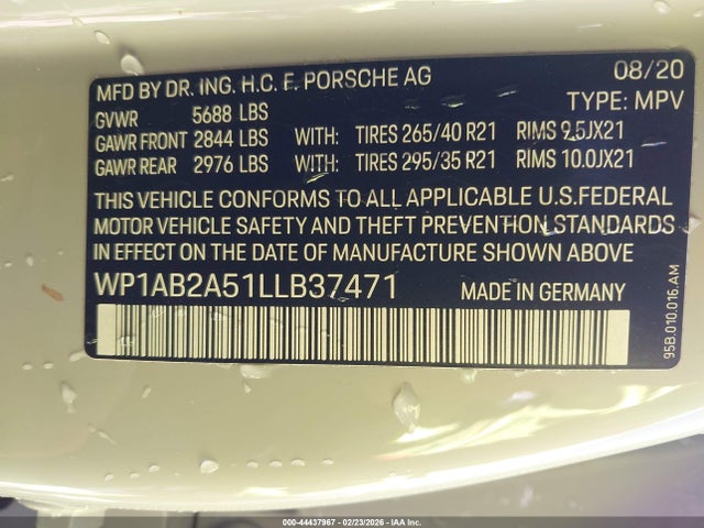 2020 PORSCHE MACAN WP1AB2A51LLB37471 Photo 8
