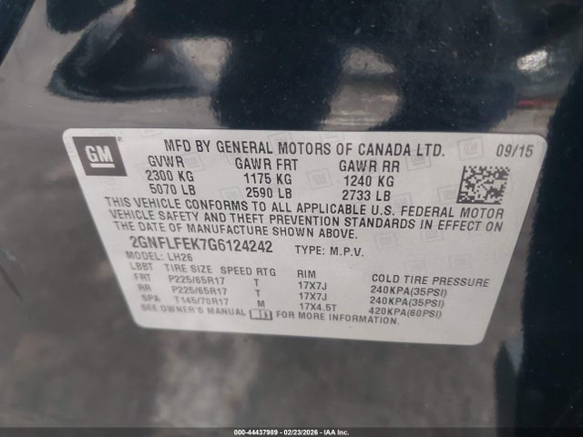 2GNFLFEK7G6124242 Chevrolet EQUINOX LT