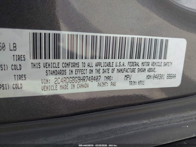 2C4RDGBG9HR748407 Dodge Grand Caravan Se
