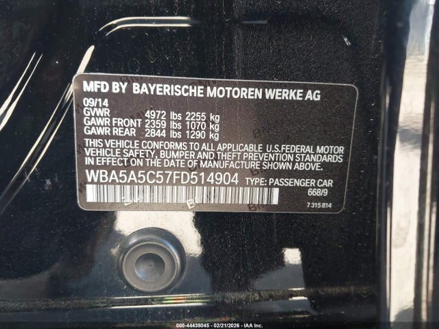 BMW 528I 2015 WBA5A5C57FD514904 Image 9
