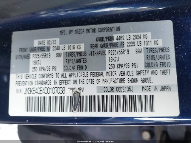 44438056 :رقم المزاد ، JM3KE4DE4D0107038 vin ، 2013 Mazda Cx-5 Grand Touring مزاد بيع