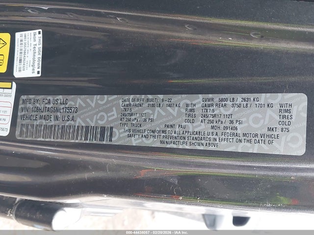1C6HJTAG6NL175573 Jeep Gladiator Sport S 4x4