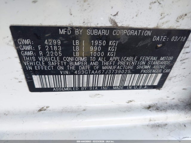 Продаж на аукціоні авто 2018 Subaru Impreza 2.0i, vin: 4S3GTAA67J3739025, номер лоту: 44438063