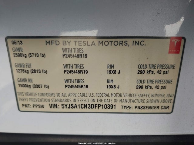 2013 TESLA MODEL S 5YJSA1CN3DFP10391 Photo 8