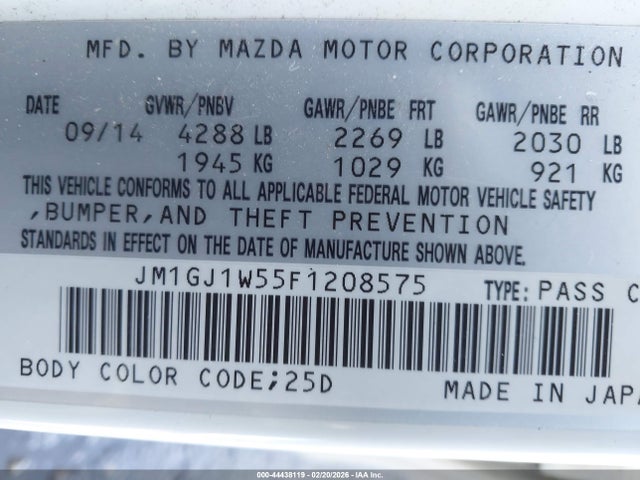 JM1GJ1W55F1208575 Mazda Mazda6 I Grand Touring