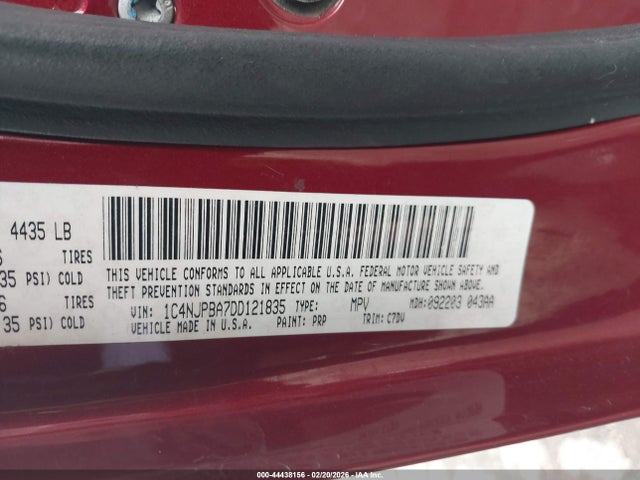 Продажа на аукционе авто 2013 Jeep Patriot Sport, vin: 1C4NJPBA7DD121835, номер лота: 44438156
