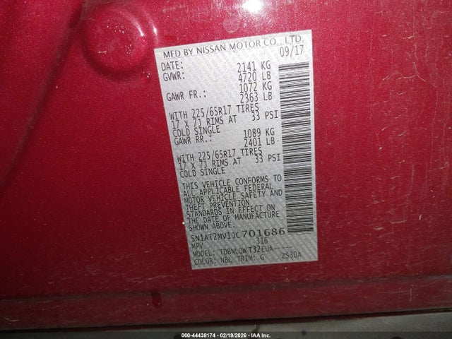 5N1AT2MV1JC701686 Nissan ROGUE SV