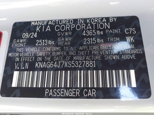KNAG64J7XS5327881 KIA K5 Gt-line