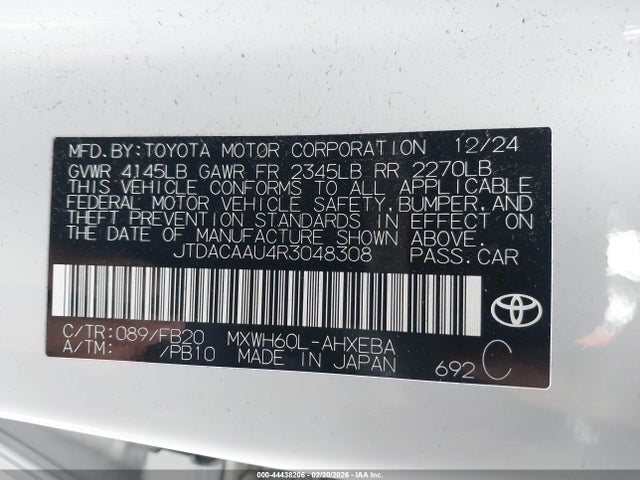 JTDACAAU4R3048308 Toyota Prius Le