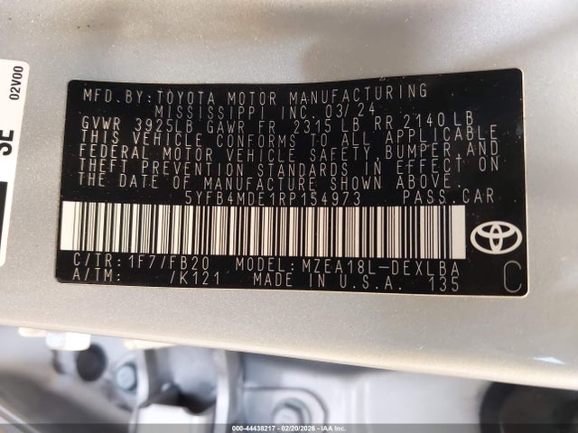 5YFB4MDE1RP154973 Toyota COROLLA LE