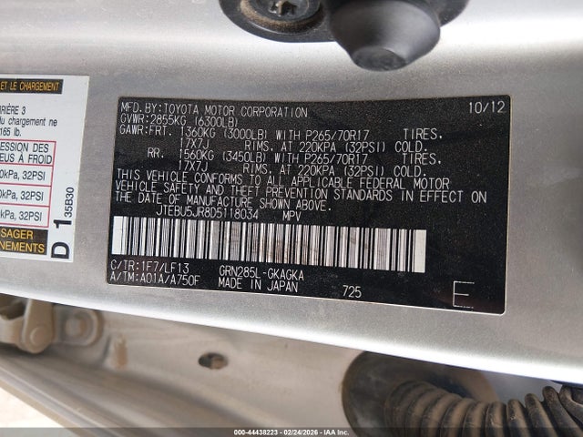 2013 TOYOTA 4RUNNER JTEBU5JR8D5118034 Photo 8