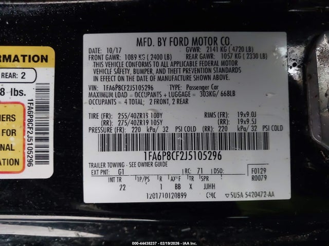 Ford MUSTANG GT 2018 1FA6P8CF2J5105296 Image 9