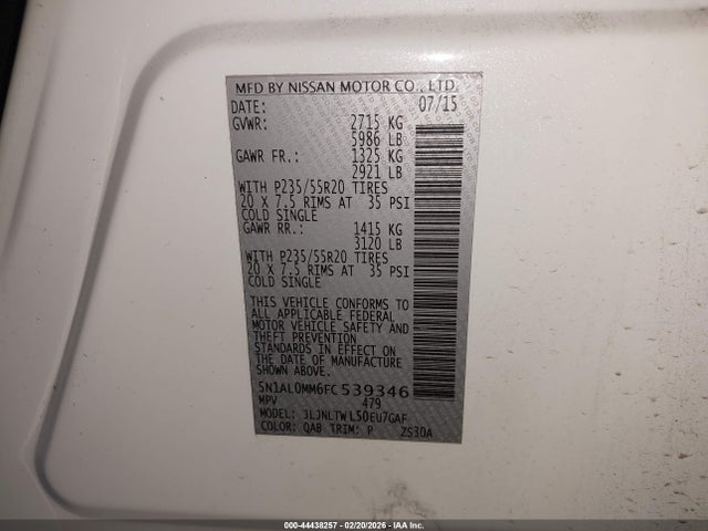 5N1AL0MM6FC539346 Infiniti QX60