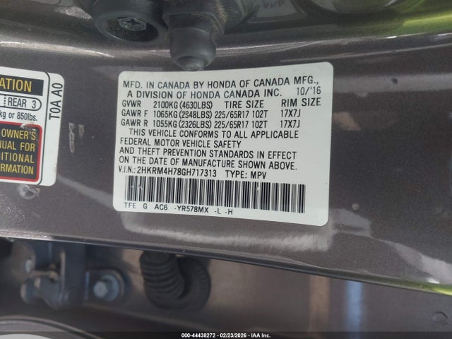 2HKRM4H78GH717313 Honda Cr-v Ex-l