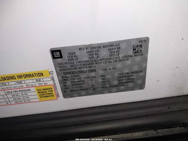 1GNKVGKD6HJ110969 Chevrolet Traverse 1lt