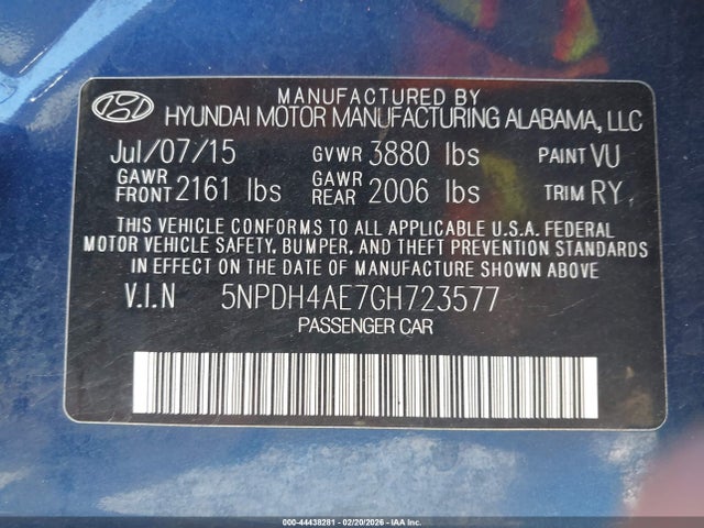 Hyundai Elantra Value Edition 2016 5NPDH4AE7GH723577 Image 9